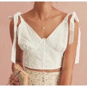 Eyelet bustier corset tie top